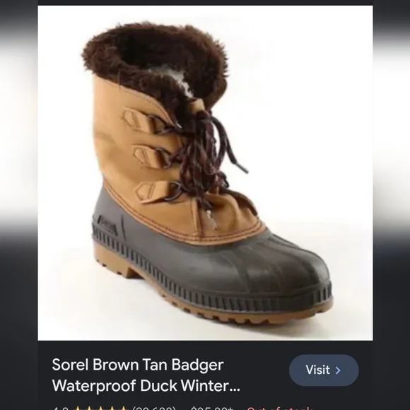 [ SOREL] unisex  brown tan badger waterproof duck winter boot size 6 Sorel Boots Mens 6 Brown Leather Badger Waterproof Winter  main image 4